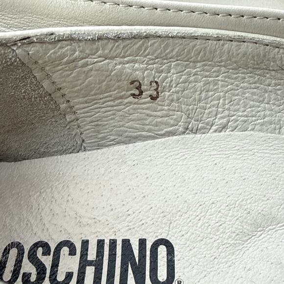 Moschino Girls White & Black Flats 33 EU 1 US Hassle Loafer Bow Heart 9 Year Old - Picture 5 of 16